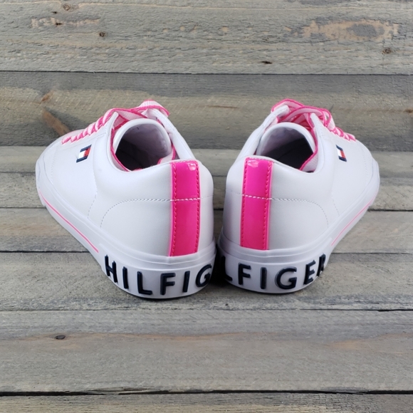Tommy Hilfiger Women's White/Fuschia Sneakers NEW - Picture 3 of 11